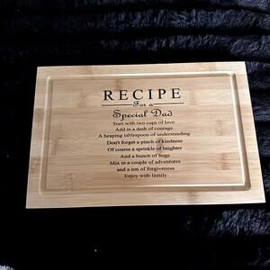 Wood Cutting Board Gift Fathers Day Dad Recipe NEW